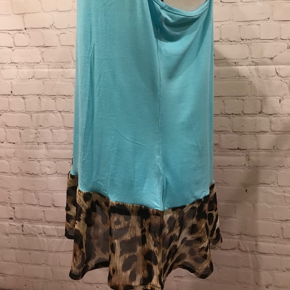 Turquoise Leopard Ruffle Top - Picture 3 of 5